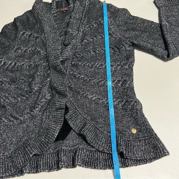 𝅺escada Wool Blend Cable Knit Ruffle Sweater Cardigan - Picture 13 of 13